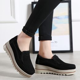 Shoes For Women Fashion Women Shoes Casual Heighten Comfortable Breathable Leather Walking Sneakers Platform Ladies Shoes 220402