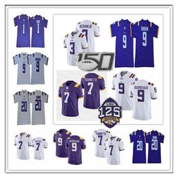 College Football Ncaa Jersey 7 Tyrann Mathieu 7 Patrick Peterson 5 Guice White Purple Stitched Cheap 150th 125th