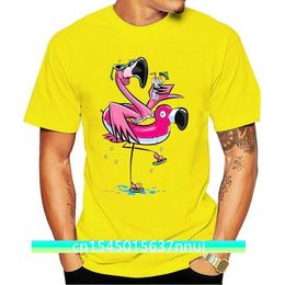 Men Funny T Shirt Fashion tshirt Flamingo On The Flamingo Float Tube Drinking Juice Women tshirt 220702