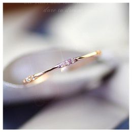 Wedding Rings Couple Simple Crystal Ring Cute Fine Tiny Zircon Classical Women Tail Lovers Gold Silver Color Jewelry