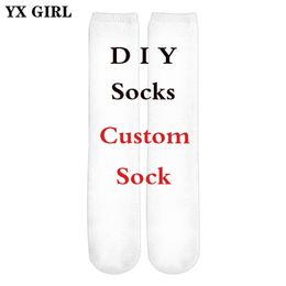 YX GIRL 3D Print DIY Custom Design Women Socks Fashion style sock Drop Wholesalers Suppliers For Shipper 220707