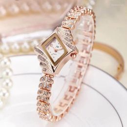 Elegant Bracelet Watch Fashion Female Steel Belt Rhinestone Ladies Diamond Women Watches Small Dial Clock Wristwatches