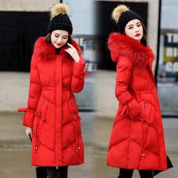 Women's Down & Parkas 2022 Autumn Winter Women Plus Size Hooded Female Solid Thick Warm Long Coat Lady Fur Collar Cotton Padded Outwear P268