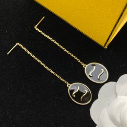 Double Letter Ladies Ear Line Long Pendant Earrings Personality Charm Studs Ladies Party Wedding Jewelry With Gift box