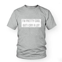 Women's T-Shirt Im Pretty Cool But I Cry A Lot Harajuku Saying T Shirt Women Hipster Tumblr Clothing 2022 Summer Tops Tee Femme