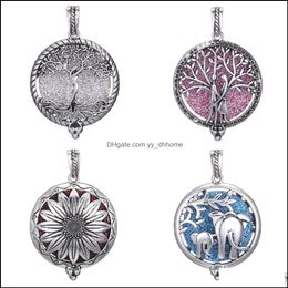 Pendant Necklaces Pendants Jewellery 16 Designs Locket Sunflower Tree Of Life Elephant Essential Oil Diffuser Necklace Charms For Making Dro