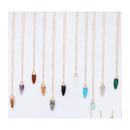 Pendant Necklaces Natural Stone Necklace Chain Boho Boheimian Jewelry Gift Big Horn Choker Drop Delivery Pendants Dhbs4