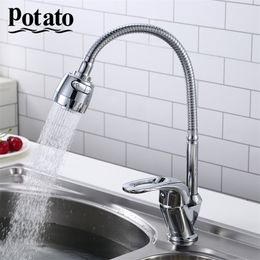 Potato Kitchen Faucet One Handle Mixer Cold and Hot Kitchen Tap Single Hole Water Faucets Zinc alloy sink Taps p5836 T200424