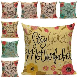 Pillow Case Flowers and Letters Cushion Cover Home Decor Pillow for Sofa Romantic Valentine Day Gift Pattern Pillowcase Seat Cushions 220623