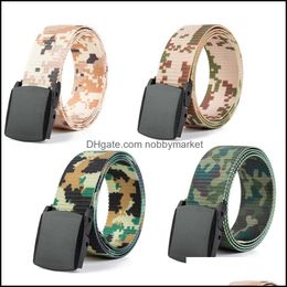 Belts Accessories Fashion Cavas Belt Camouflage Pattern Outdoor Nylon Waistband Woven Trouser 4Colors 110-140Cm Length 3.8Cm Width Drop De