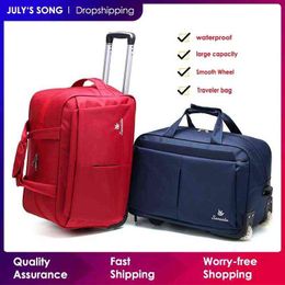 Luggage Trolley Bag Large Capacity Travel With Wheels For Women Men Suitcase Duffle Handbag J220708 J220708