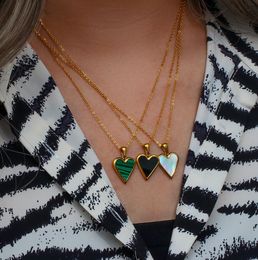Pendant Necklaces Brand Green Black Gold Chain Necklace Heart Delicate Stainless Steel For WomenPendant