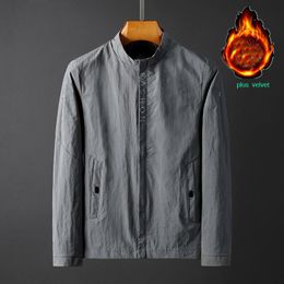 Men's Jackets Workwear Bomber Jacket Men Korean Fashion Casual Stand Collar Zipper Spring Autumn Coat And Plus Velvet For WinterMen's