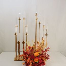 decoration Metal Candle Holder Candlestick Flower Vase Wedding Table Centrepiece Candelabra Pillar Stand Road Lead Party Decor imake331