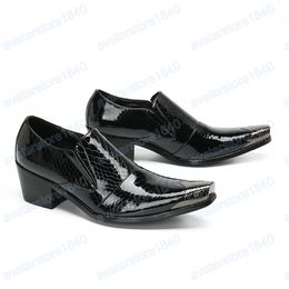 Snakeskin Black Leather Men High Heel Shoes Party Wedding Mens Dress Shoes Plus Size Business Formal Shoes for Men