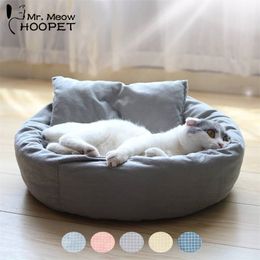 Hoopet Pet Cat Lounger Sofa Egg Tart Shaped House PP Cotton Cat Bed Soft Plush Cat Mats Big Basket Dog Mattress Pet Supplies T200101