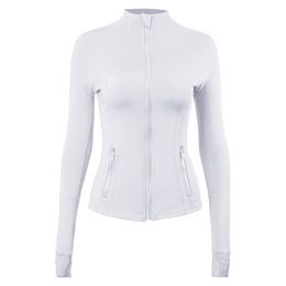 Women Define Jackets Yoga Long Sleeves Full Zipper Jacket Solid Colour Nude Sports Shaping Jogging Sportswear Gym Professional polyester Snow lulus Leisure trend