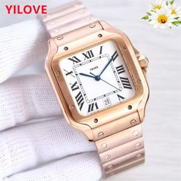 Mens Mission Runway Trend Watch 40mm Automatic Mechanics Clock Stainless Steel Waterproof Roman Square Dial Business Multi-function Gifts Wristwatches