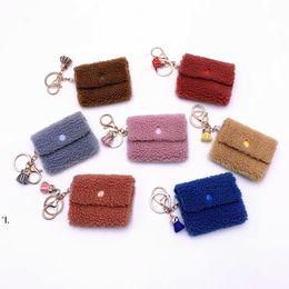 New Mini Coin Purse Keychain Candy Color Cute Coin Keys Case Pendant Data Cable Storage Bag Key Chain BBA13409