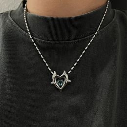 2022 New Original Tide Brand Necklace Male Niche Design Street Hip-Hop Love High Street Titanium Steel Couple Collarbone Chain