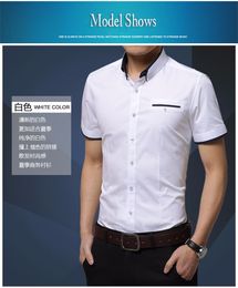 Men Fashion Casual Short Sleeve Solid Shirt Male cotton Slim Social Business Dress Shirt High Quality Non-ironing Shirts tops