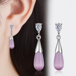 Stud TJP 2022 Silver Plated Earring Bride Girl Accessory Vintage Pink Stone Earrings Women Wedding Party Jeweley 242 Moni22