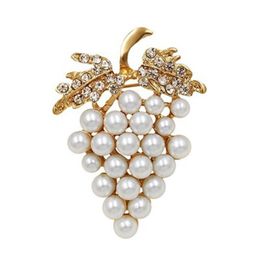 Korean Version Fashion Red Crystal Grape Pearl Brooch For Women Alloy Diamond Brooches Pin Clothing Jewellery Accessories In Bulk