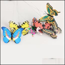 Garden Decorations Patio Lawn Home Vibration Solar Power Dancing Flying Fluttering Butterflies Hummingbird Decor Drop Delivery 2021 Gxtpf