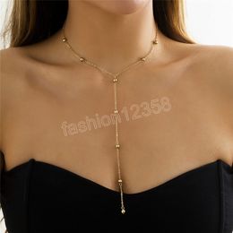 Minimalism 2022 Long Tassel Necklace for Women Girls Vintage Chest Thin Chain Ball Pendant Female Neck Jewelry Gift