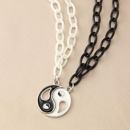 Pendant Necklaces Pcs/Set Taoism Symbol Talisman Amulet Yin And Yang Necklace For Couples Acrylic Chain 2022 Fashion JewelryPendant