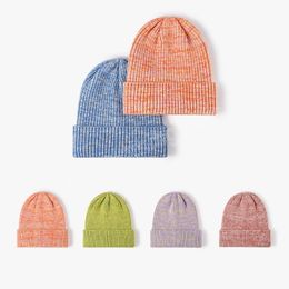 Unisex Winter Tweed Wool Beanies Hat Colorblock Weave Ribbed Knitted Caps Warmer Skullies Slouchy Outdoor Ski Thick Warm Bonnets