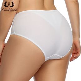 Xiushiren Women Panties Large Size Milk Silk Thin Transparent Sexy Plus Underwear Female Summer L-6XL 220426