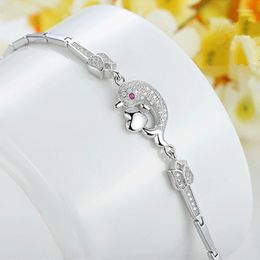 Link Chain Genuine 925 Silver Small Bracelet Women Diamond-studded Dolphin 2022 Fashion Light Luxury Gift Jewellery Inte22