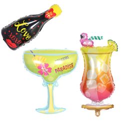 32" Love Wine Bottle Flamingo Wine Glass Aluminium Film Balloon Birthday Anniversary Bachelorette Party Decor Supplies MJ0702