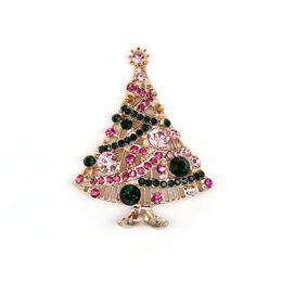 30 Pcs/Lot Custom Brooches Fashion Rhinestone Christmas Tree Pin For Xmas Gift/Decoration