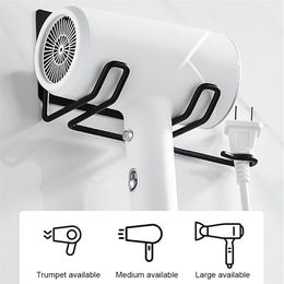 Hair Dryer Holder Rack Wall Mounted Straightener Holders Bathroom Organiser Storage Shelf Accessories 220809