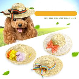 Dog Apparel Straw hat Western style farmer hat sun hats pet cat funny decoration