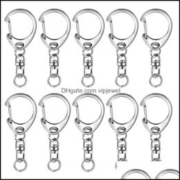 Keychains Fashion Accessories 100Pcs Key Ring Chain D-Snap Hook Split Keychain Parts Hardware With 8Mm Open Jump And Connector Drop Delivery