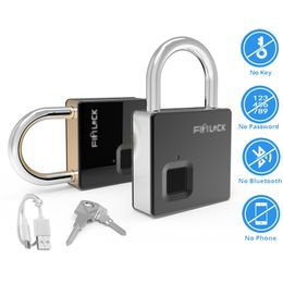 IP65 Waterproof Anti-Theft Security Padlock Smart Inteligen Lock Key Fingerprint Lock Door Luggage Case Lock with Key & Cable 201013