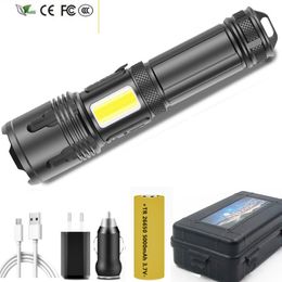 New Usb Rechargeable Zoomable XHP70.2 Aluminum Lantern 26650 Battery Led Flashlight COB 9-core XHP100 Powerbank Function Torch