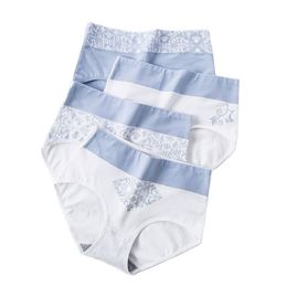 LANGSHA 4Pcs/lo High Waist Panties Women Cotton Slimming Underwear Cute Print Seamless Briefs Sexy Breathable Girls Underpants 220426