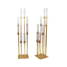 decoration 8 Heads Metal Candelabra Gold Candles Holder Acrylic Wedding Table Centrepiece Candle Holders Candelabrum Decoration imake208