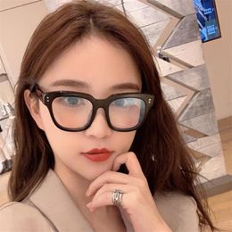 Fashion Sunglasses Frames Ultralight Black Square Clear Glasses Frame Korea Brand Designer Optical Nerd Eyeglasses Women Rivet EyewearFashio