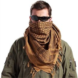 -Bufandas 100% bufanda de algodón hombres militar shemagh desierto táctico keffiyeh cuello envoltura árabe con paneles cuadrados al aire libre chal