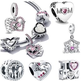 925 Silver Fit Pandora stitch Bead Mother Family Bracelet Charm Beads Dangle DIY Jewelry Accessories