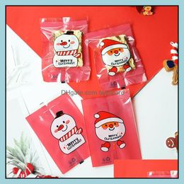 Gift Wrap 100Pcs Merry Christmas Egg Yolk Biscuit Cookie Soap Bags Mung Bean Cake Baking Packing Seal Hine Diy Handmade Party Drop Delivery