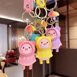 Raincoat Piggy Keychain Car Key Chain Soft Silicone Cartoon Animal Pendant School Bag Ornaments Decoration Gift keychains girls