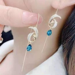 Dangle & Chandelier Fashion Blue Rhinestone Pendant Phoenix Ear Line Personality 2022 Trend Long Tassel Female Jewellery Purple Fish