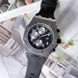 Other Watches All Dials Working Automatic Date Men Watches Luxury Fashion Mens rubber strapQuartz Movement Clock Gold Silver Leisure Wrist Watch