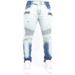 Jeans da uomo Pantaloni da motociclista con cerniera dritta Pantaloni a vita alta Primavera Autunno Streetwear Pantaloni lavati Desiger maschili 220718